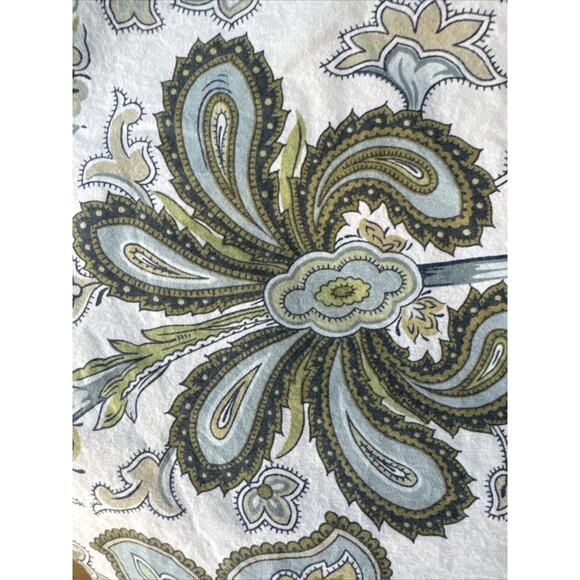 Pottery Barn Queen Sz Caesarea Duvet Set Green Paisley 3 PCs - Picture 3 of 3